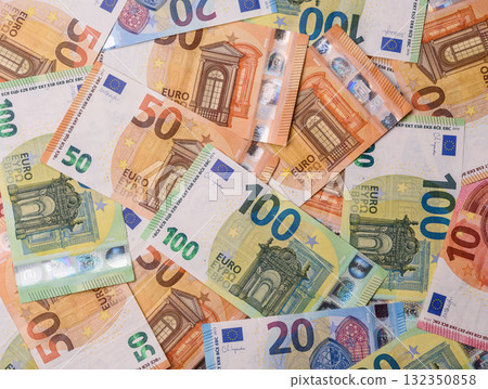 Cash money, euro paper banknotes for business transactions, financial background. Euro banknotes Cash money, euro paper banknotes for business transactions, financial background. Euro banknotes 132350858