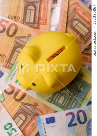 Cash money, euro paper banknotes for business transactions, financial background. Euro banknotes 132350867
