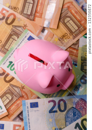 Cash money, euro paper banknotes for business transactions, financial background. Euro banknotes 132350872