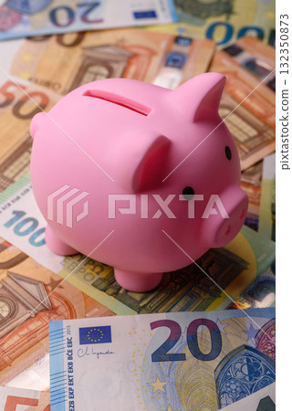 Cash money, euro paper banknotes for business transactions, financial background. Euro banknotes 132350873