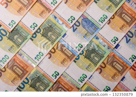 Cash money, euro paper banknotes for business transactions, financial background. Euro banknotes 132350879