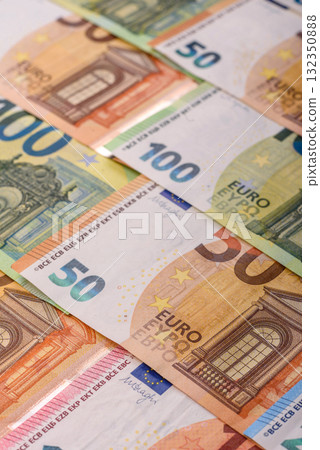 Cash money, euro paper banknotes for business transactions, financial background. Euro banknotes Cash money, euro paper banknotes for business transactions, financial background. Euro banknotes 132350888