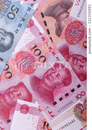 Cash, paper yuan banknotes for business transactions, financial background. Yuan banknotes Cash, paper yuan banknotes for business transactions, financial background. Yuan banknotes 132350891