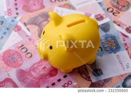 Cash, paper yuan banknotes for business transactions, financial background. Yuan banknotes Cash, paper yuan banknotes for business transactions, financial background. Yuan banknotes 132350893