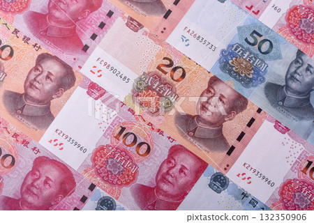 Cash, paper yuan banknotes for business transactions, financial background. Yuan banknotes Cash, paper yuan banknotes for business transactions, financial background. Yuan banknotes 132350906