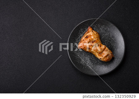 Chicken leg, quarter grilled with spices and rosemary. Chicken leg 132350929