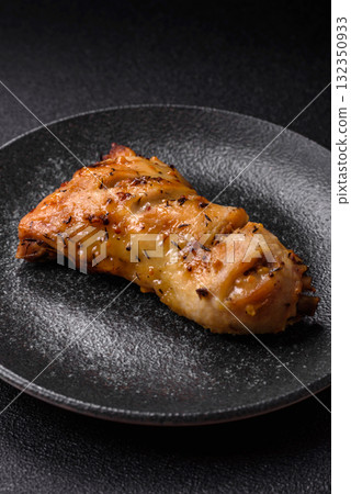 Chicken leg, quarter grilled with spices and rosemary. Chicken leg 132350933