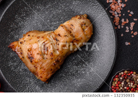 Chicken leg, quarter grilled with spices and rosemary. Chicken leg 132350935