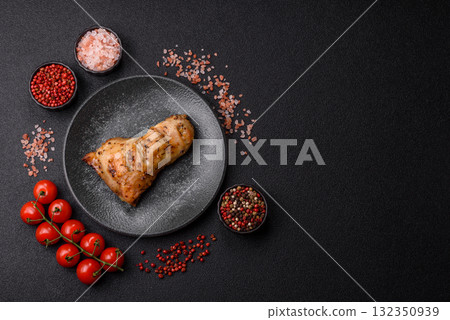Chicken leg, quarter grilled with spices and rosemary. Chicken leg Chicken leg, quarter grilled with spices and rosemary. Chicken leg 132350939