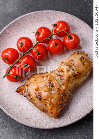 Chicken leg, quarter grilled with spices and rosemary. Chicken leg Chicken leg, quarter grilled with spices and rosemary. Chicken leg 132350947