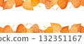 Autumn border with orange and yellow aspen leaves 132351167