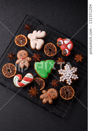 Christmas gingerbread cookies as winter holiday food background . Christmas gingerbread 132351204