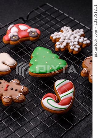 Christmas gingerbread cookies as winter holiday food background . Christmas gingerbread 132351211