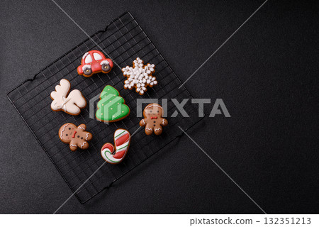 Christmas gingerbread cookies as winter holiday food background . Christmas gingerbread 132351213
