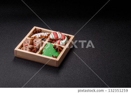 Christmas gingerbread cookies as winter holiday food background . Christmas gingerbread 132351259