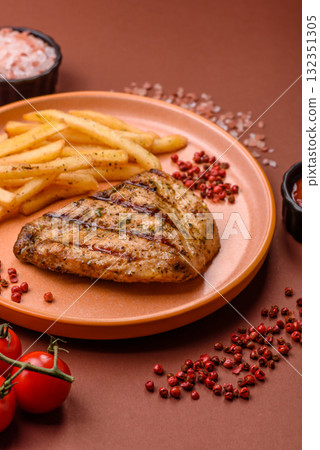 Chicken breast steak, grilled poultry fillet, healthy food, lunch. Chicken steak Chicken breast steak, grilled poultry fillet, healthy food, lunch. Chicken steak 132351305