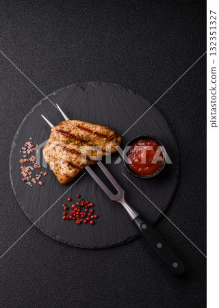 Chicken breast steak, grilled poultry fillet, healthy food, lunch. Chicken steak 132351327