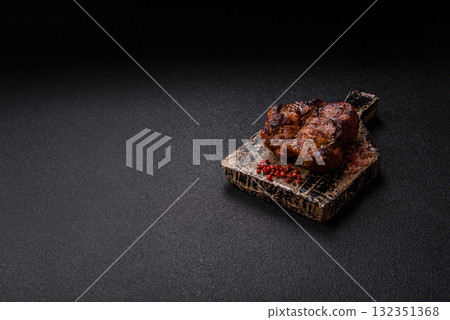 Pork breast steak, grilled fillet, healthy food, lunch. Pork steak as food background Pork breast steak, grilled fillet, healthy food, lunch. Pork steak as food background 132351368