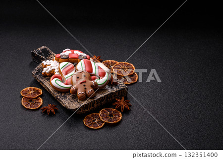 Christmas gingerbread cookies as winter holiday food background . Christmas gingerbread 132351400