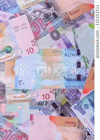 Kuwait paper money, dinar banknotes as currency for exchange or travel. Kuwaiti money Kuwait paper money, dinar banknotes as currency for exchange or travel. Kuwaiti money 132351511