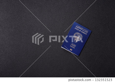 Kuwaiti passport for travelling, flying and doing business. Kuwait document, id Kuwaiti passport for travelling, flying and doing business. Kuwait document, id 132351523