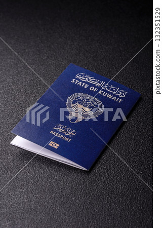 Kuwaiti passport for travelling, flying and doing business. Kuwait document, id 132351529