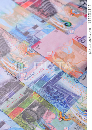 Kuwait paper money, dinar banknotes as currency for exchange or travel. Kuwaiti money Kuwait paper money, dinar banknotes as currency for exchange or travel. Kuwaiti money 132351545