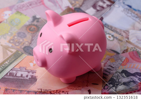 Bahrain paper money, dinar banknotes as currency for exchange or travel. Bahraini money 132351618