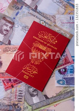 Bahraini passport for travelling, flying and doing business. Bahrain document, id Bahraini passport for travelling, flying and doing business. Bahrain document, id 132351633