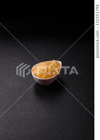 Apple sweet sauce, baby food, canned ingredient for desserts. Apple sauce Apple sweet sauce, baby food, canned ingredient for desserts. Apple sauce 132351748
