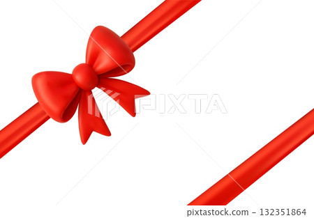 3d Red Ribbon with Bow for Gift. 3d Red Ribbon with Bow for Gift. 132351864