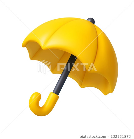 3D yellow umbrella icon for weather or safety. 3D yellow umbrella icon for weather or safety. 132351873