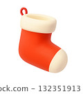 3d Red Christmas Stocking for Holiday Design. 132351913