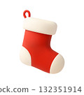3d Red Christmas Stocking for Holiday Design 132351914