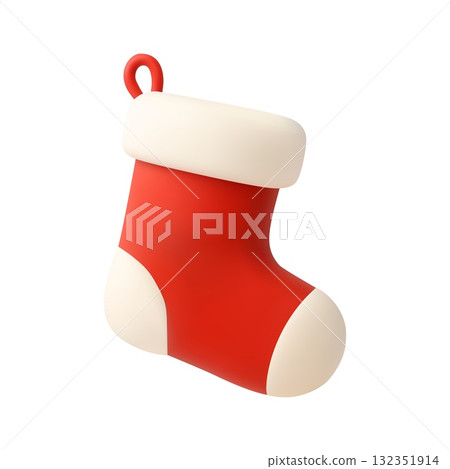 3d Red Christmas Stocking for Holiday Design 3d Red Christmas Stocking for Holiday Design 132351914