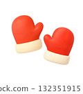 3D two Santa mitten in red and white 132351915