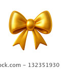 3d Golden Ribbon Bow for Gifts and Decor 132351930