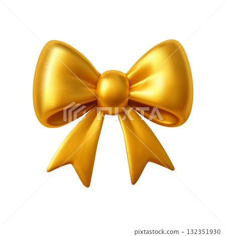 3d Golden Ribbon Bow for Gifts and Decor 3d Golden Ribbon Bow for Gifts and Decor 132351930