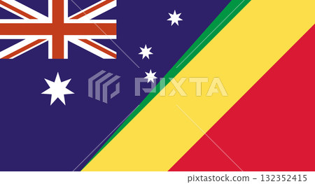 Flag of Australia and Congo-Brazzaville. Two Flags Together Australian and Congo Flag of Australia and Congo-Brazzaville. Two Flags Together Australian and Congo 132352415