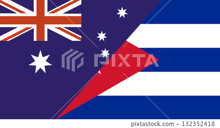Flag of Australia and Cuba. Two Flags Australian and Cuban 132352418
