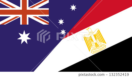 Flag of Australia and Egypt. Two Flags Together Australian and Egyptian Flag of Australia and Egypt. Two Flags Together Australian and Egyptian 132352419