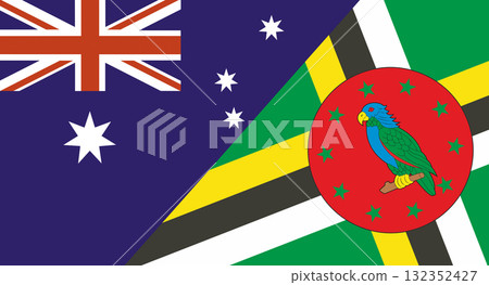 Flag of Australia and Dominica. Two Flags Together Australian and Dominican 132352427
