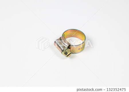 Steel Worm Gear Hose Clamp, Screw clamp or Hose clamps or Steel clamps isolated on white background. Steel Worm Gear Hose Clamp, Screw clamp or Hose clamps or Steel clamps isolated on white background. 132352475