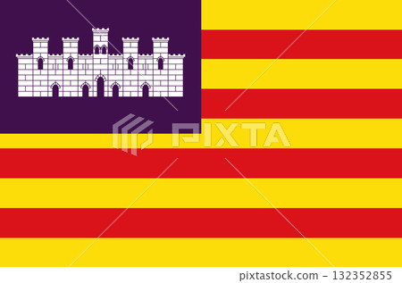 Flag of Balearic Islands. Balearic Islands flag. Spanish region Flag of Balearic Islands. Balearic Islands flag. Spanish region 132352855