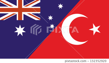 Flag of Australia and Turkey. Australian and Turkish national flags Flag of Australia and Turkey. Australian and Turkish national flags 132352920