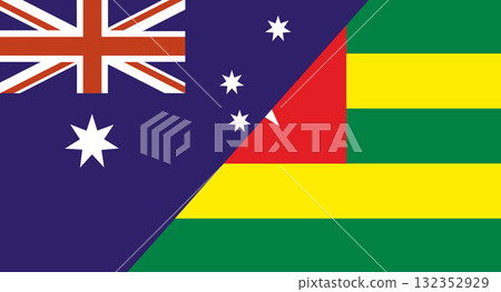 Flag of Australia and Togo. Australian and Togolese Republic national flags Flag of Australia and Togo. Australian and Togolese Republic national flags 132352929