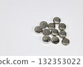 Variety of used Alkaline or lithium Battery or Button cell battery or coin cell isolated on white background. 132353022
