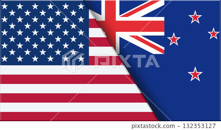 Flags of USA and New Zealand. United States and New Zealand National flags 132353127