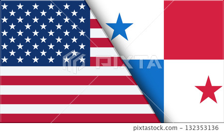 Flags of USA and Panama. United States and Panamanian flags on Fabric Flags of USA and Panama. United States and Panamanian flags on Fabric 132353136