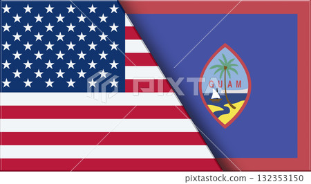 Flags of USA and Guam. United States and Guam official flags Flags of USA and Guam. United States and Guam official flags 132353150